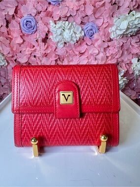 Valentino Rudy Red Textured Wallet